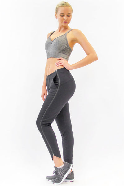 Rare Active modern tearaway pants for women in charcoal grey. 